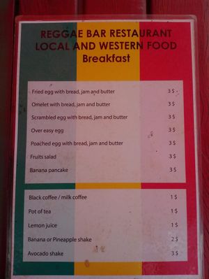 Breakfast menu  at Reggae Bar and Restaurant in Banlung