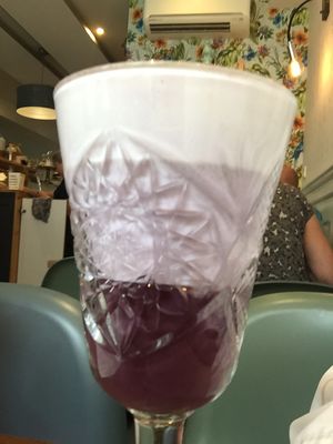 Sweet potato latte at Coffeelicious Bakery in Dordrecht