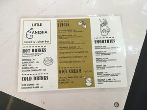 Menu  at Little Anesha in Palolem