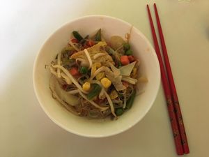 Example from buffet food: glass nodle with veggies and tofu at Vegan Village in Hannover