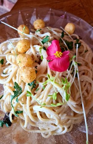 vegan Carbonara at House of Seitan in Gdansk