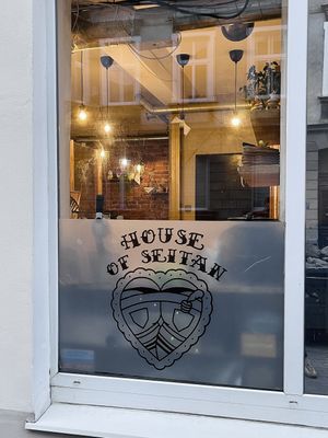 The only signage from the street   at House of Seitan in Gdansk