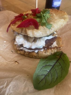 Pierogi burger   at House of Seitan in Gdansk