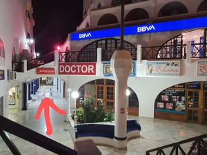 Go down the stairs and under the arch! at Govindas in Tenerife