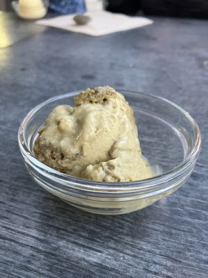 Pistachio ice creamm  at Govindas in Tenerife