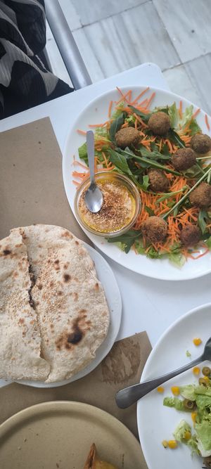 Falafel with pida bread at Govindas in Tenerife