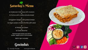 Menu of the day Saturday at Govindas in Tenerife