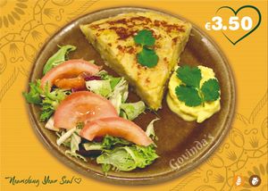 Tortilla sin huevos/ Omelette without eggs at Govindas in Tenerife