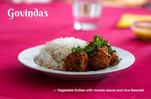 Vegetable Koftas with tomato sauce and rice Basmatiю

One of the plates from Menu of the Day One of the plates from Menu of the Day Menu of the Day price €9,80 at Govindas in Tenerife