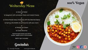 Wednesday Menu at Govindas in Tenerife