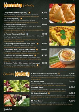 Starters & Salads at Govindas in Tenerife