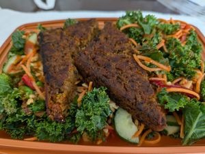 Kale Salad with Chickpea "meat" loaf at Local Roots in San Francisco