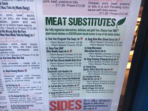 Wall menu at Zaap Thai Street Food in Newcastle Upon Tyne