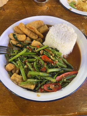 76. Pad Pak Bung Fai Daeng Tofu  at Zaap Thai Street Food in Newcastle Upon Tyne