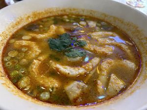 Tom Yum with prawns   at Zaap Thai Street Food in Newcastle Upon Tyne