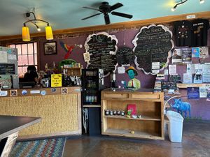 Counter and menu  at Pulp Cafe in Harrisonburg
