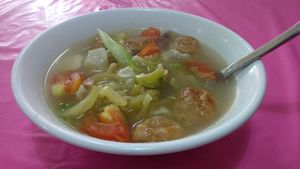 Salted vege and tofu soup at Happy Sambodi Vege Restaurant in Kuala Lumpur