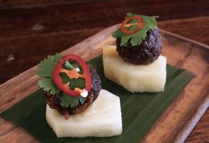 MA HOR:Caramelised tofu and peanuts on Pineapple at Rice Paper Scissors in Fitzroy