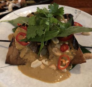 Char grilled tofu satay  at Rice Paper Scissors in Fitzroy