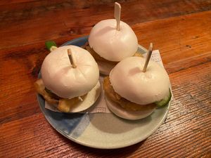 eggplant tempura baos (part of vegan degustation 10 course meal) at Rice Paper Scissors in Fitzroy