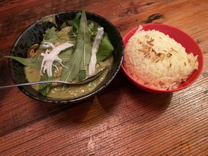 green curry with rice (part of vegan degustation 10 course meal) at Rice Paper Scissors in Fitzroy
