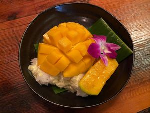 mango with sticky rice (part of vegan degustation 10 course meal) at Rice Paper Scissors in Fitzroy