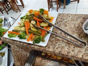Cooked vegetables at Casa da Pamonha in Manaus