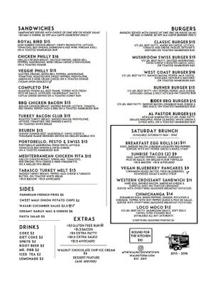 Menu  at The Walnut in Des Moines