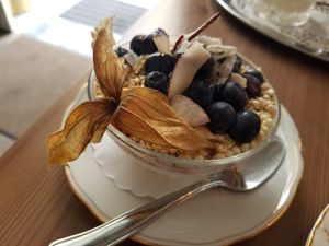 Vegan yogurt at Grüner Salon in Vienna