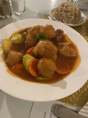 Sweet and sour divine with brown rice  at Loving Hut in Phoenix