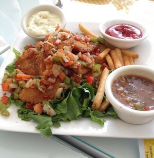 Spicy ChaCha; now comes with fries or veggies & your choice of sauces (I got both sauces) at Loving Hut in Phoenix