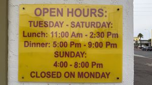 Hours as of December 2024  at Loving Hut in Phoenix