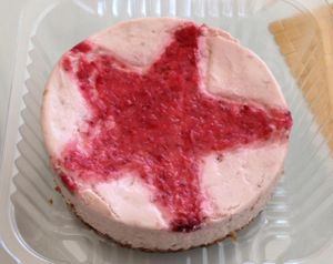 mini-cheesecake (strawberry flavor) at Loving Hut in Phoenix