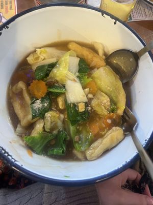 Rad Na Mee Krob with tofu and flat noodles  at Zaap Thai Street Food in Leeds