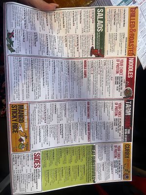 Back side of the menu  at Zaap Thai Street Food in Leeds