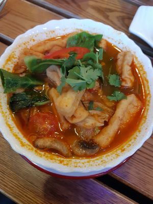 Hot & Spicy Soup with mushrooms plus tofu at Zaap Thai Street Food in Nottingham