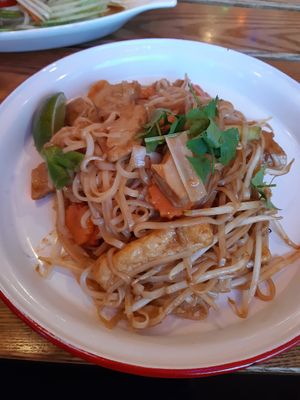 Pad Thai with Plant based chicken & tofu at Zaap Thai Street Food in Nottingham