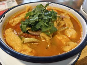 Tom Yum soup with tofu and mushrooms  at Zaap Thai Street Food in Nottingham