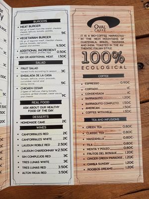 Menu at Bar Savoy in La Palma