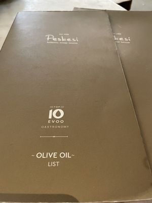 Olive oil tasting menu  at Peskesi in Crete