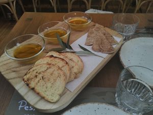 The oil tasting, a lot of oil, not enough bread at Peskesi in Crete