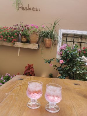 Rose flower raki at Peskesi in Crete