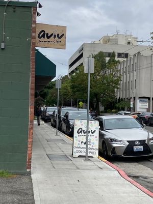 Street front entrance  at Aviv Hummus Bar in Seattle