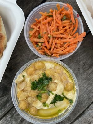 Side hummus and carrot salad  at Aviv Hummus Bar in Seattle