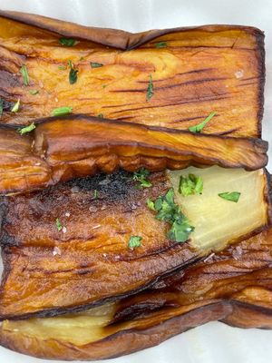 Hazilim (fried eggplant)  at Aviv Hummus Bar in Seattle
