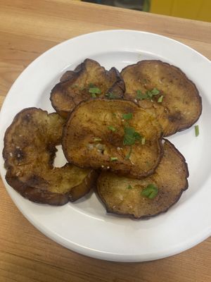 Fried eggplant   at Aviv Hummus Bar in Seattle