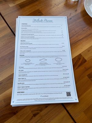 Tribute pizza is so awsome because it has a whole VEGAN menu and it is DELICIOUS!!😄 at Tribute Pizza in San Diego