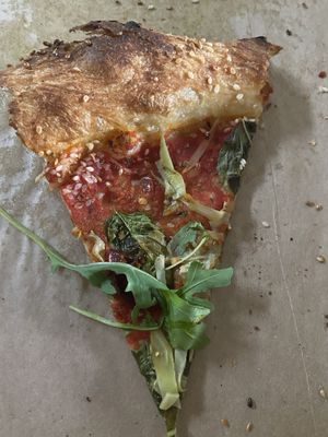 Vegan original plus sesame crust and artichokes  at Tribute Pizza in San Diego