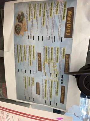 Vegan menu   at Garduno's Taco King in Baldwin Park