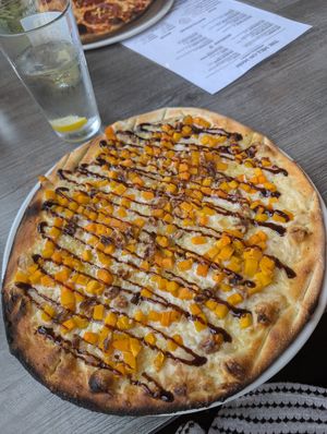 Taste of Autunno pizza with vegan cheese at The Mill on Main in Huntsville